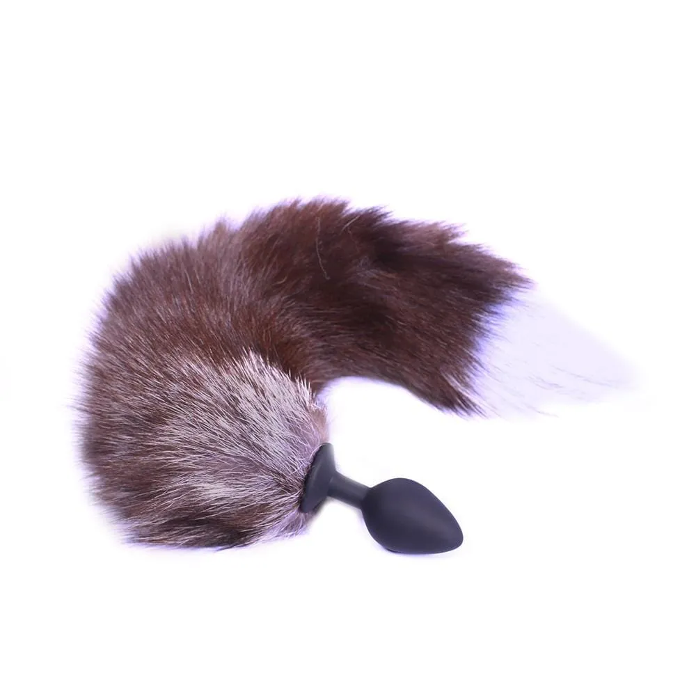15" Tail Plug Black Wolf Silicone