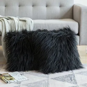 18x18 Black Fleece Pillow Covers