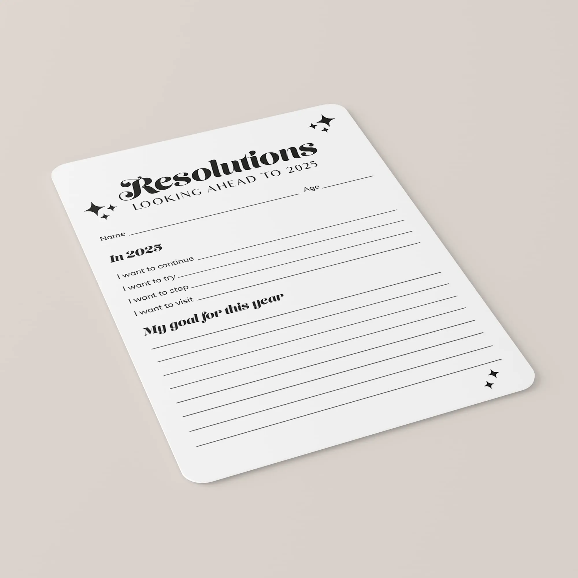 2025 New Year Resolutions Goal Setting List Printable
