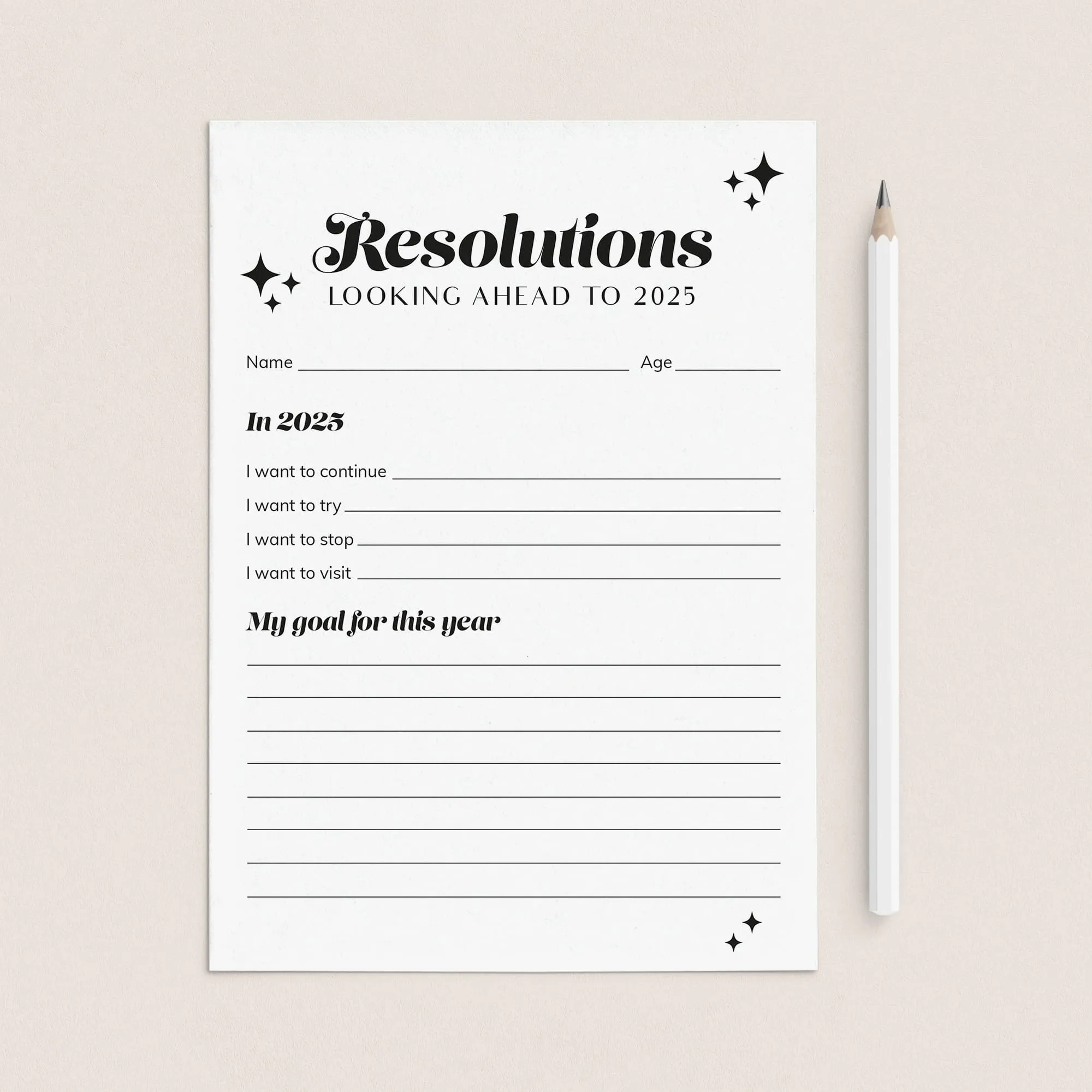 2025 New Year Resolutions Goal Setting List Printable