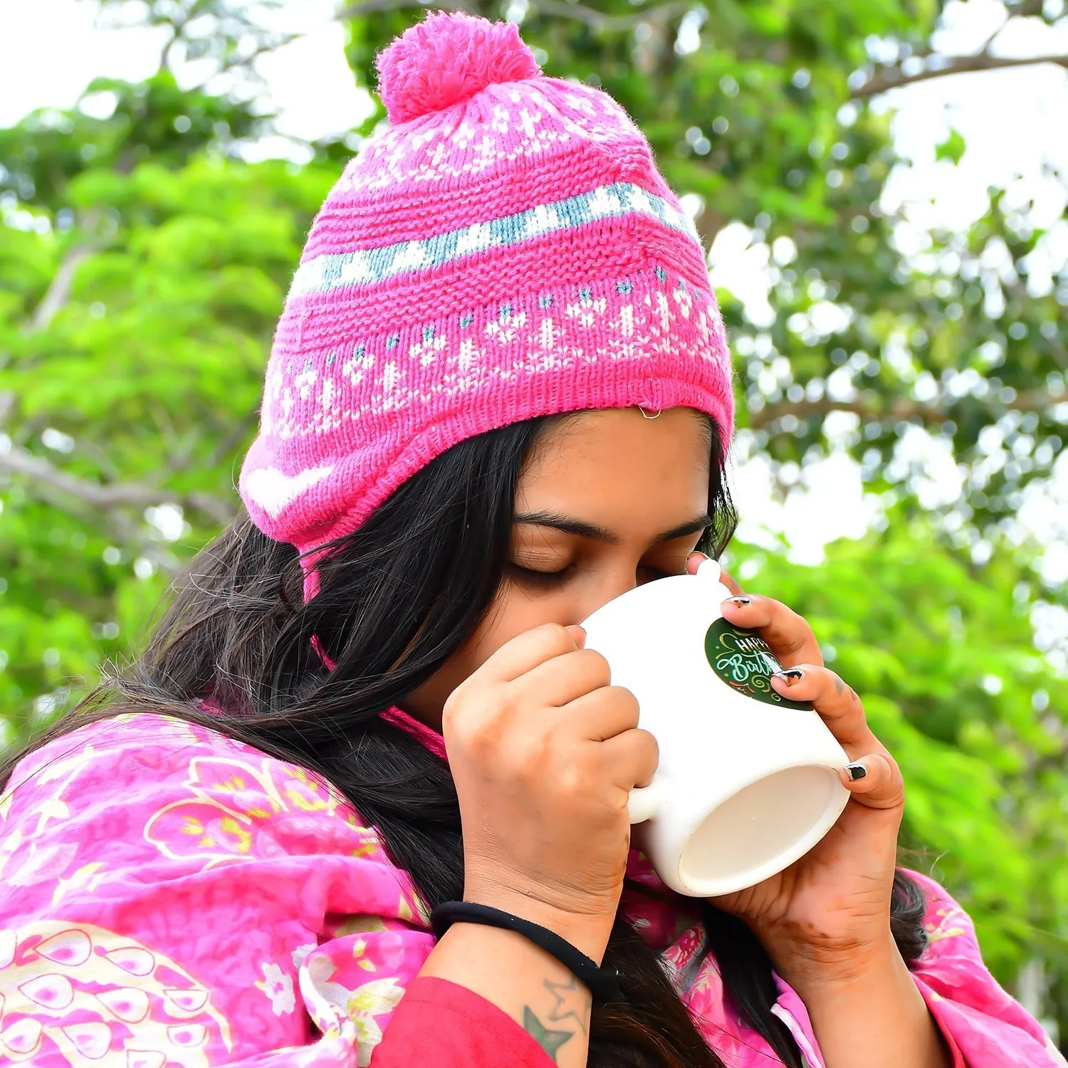 6339 MIX WOOLEN THREAD MEN'S AND WOMEN'S ADULT WINTER CAP