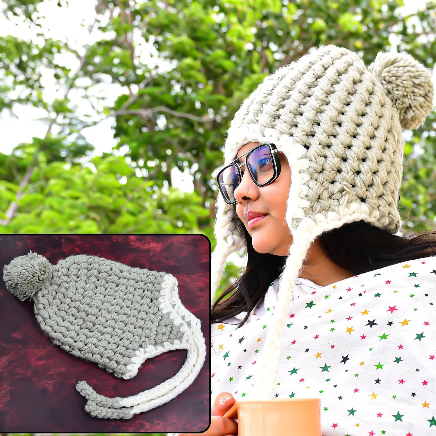 6339 MIX WOOLEN THREAD MEN'S AND WOMEN'S ADULT WINTER CAP