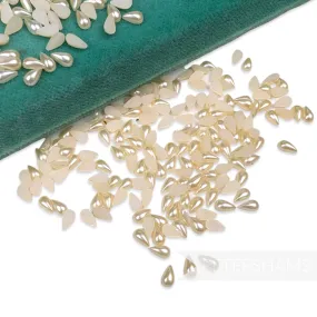 6x3mm Vintage 1980's Tiny Flat-Back Teardrop Faux Pearls - Approx. 288 Pieces