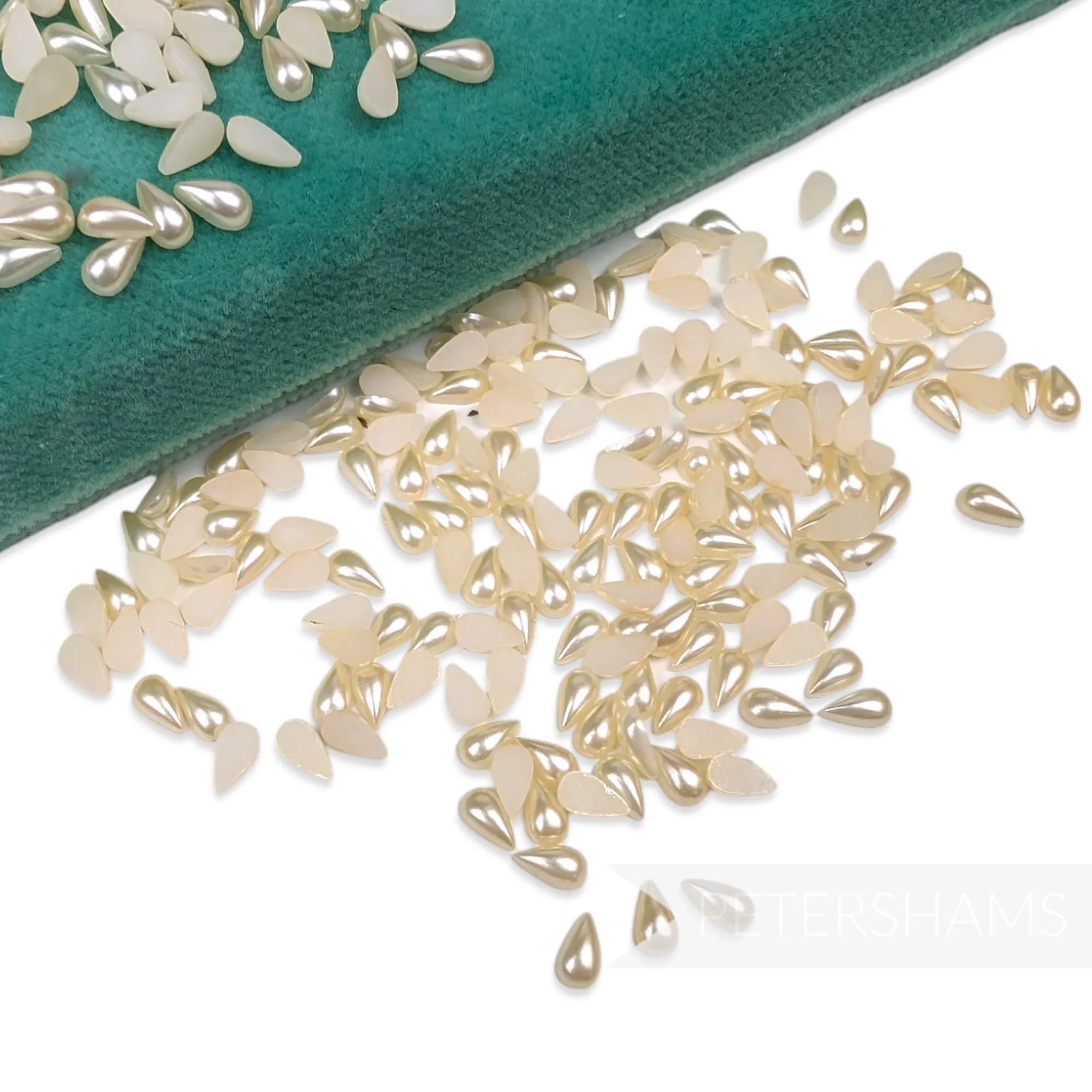 6x3mm Vintage 1980's Tiny Flat-Back Teardrop Faux Pearls - Approx. 288 Pieces
