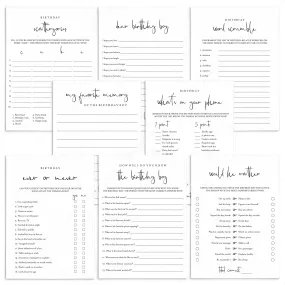 8 Adult Birthday Games for Him Printable