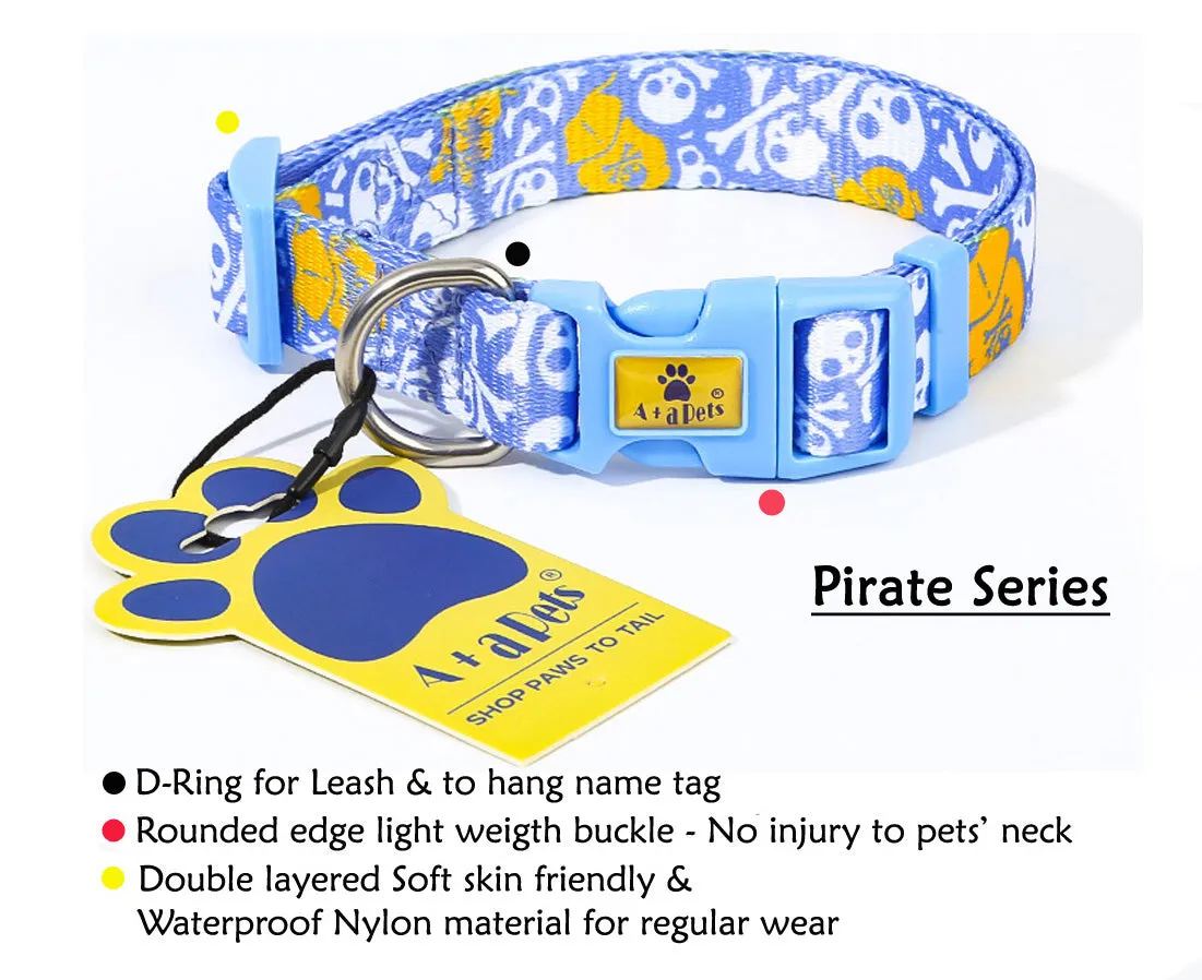 A A Pets' Pirate Design Collar For Dogs and Cats - Green