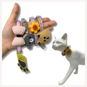 A a Pets' Soft Handmade Everyday Adjustable Cat Collar-4(Set of 4)