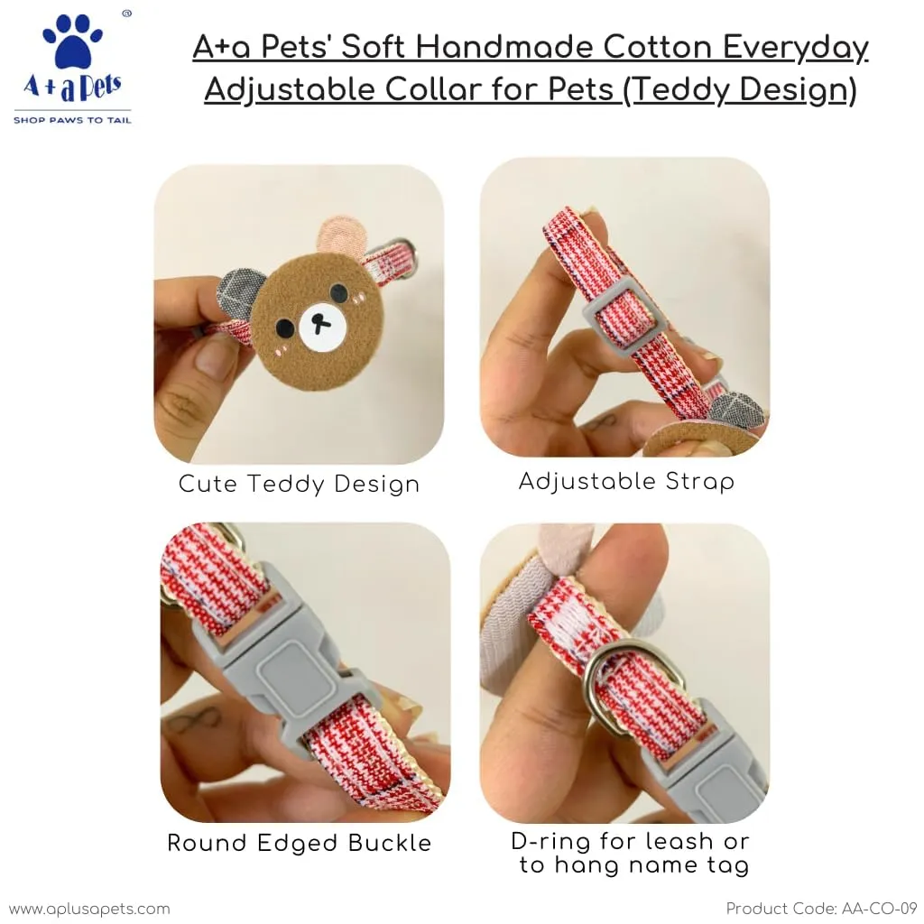A a Pets' Soft Handmade Everyday Adjustable Cat Collar-4(Set of 4)