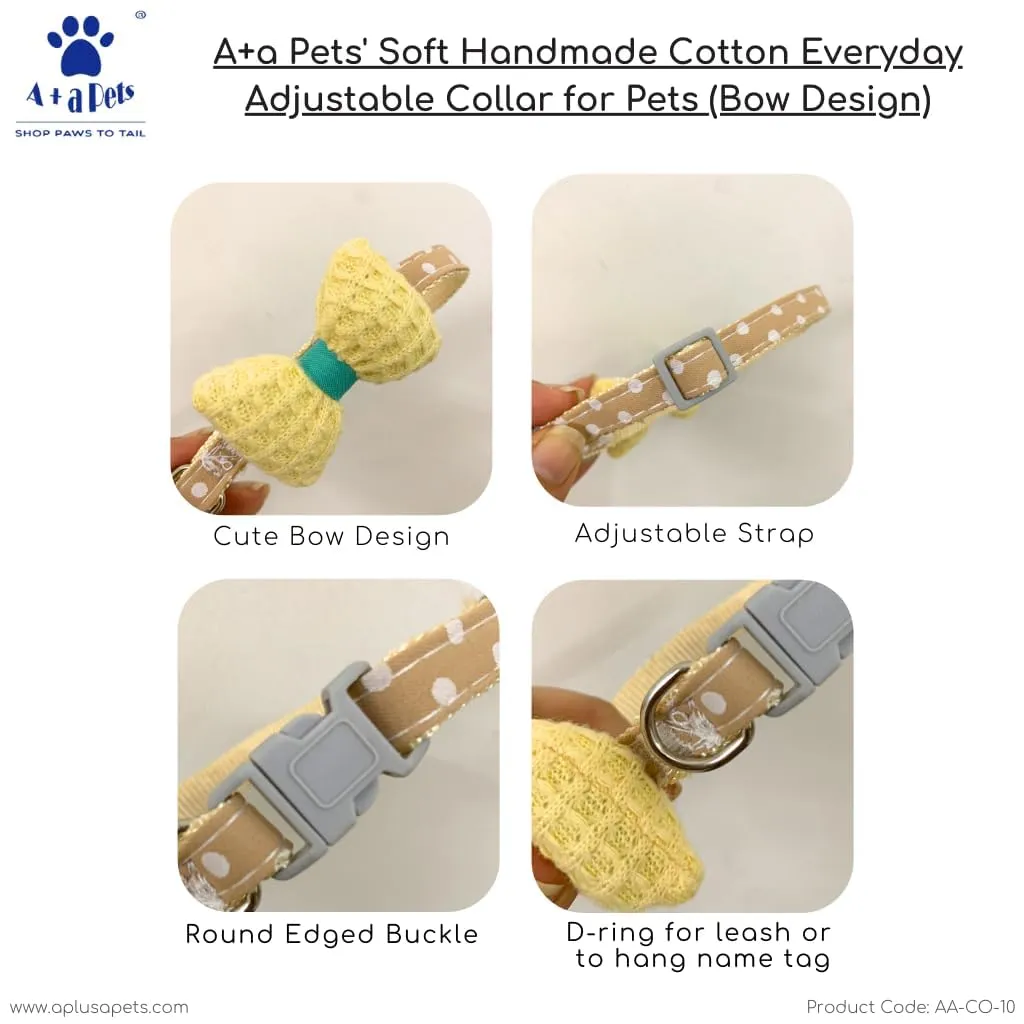 A a Pets' Soft Handmade Everyday Adjustable Cat Collar-4(Set of 4)