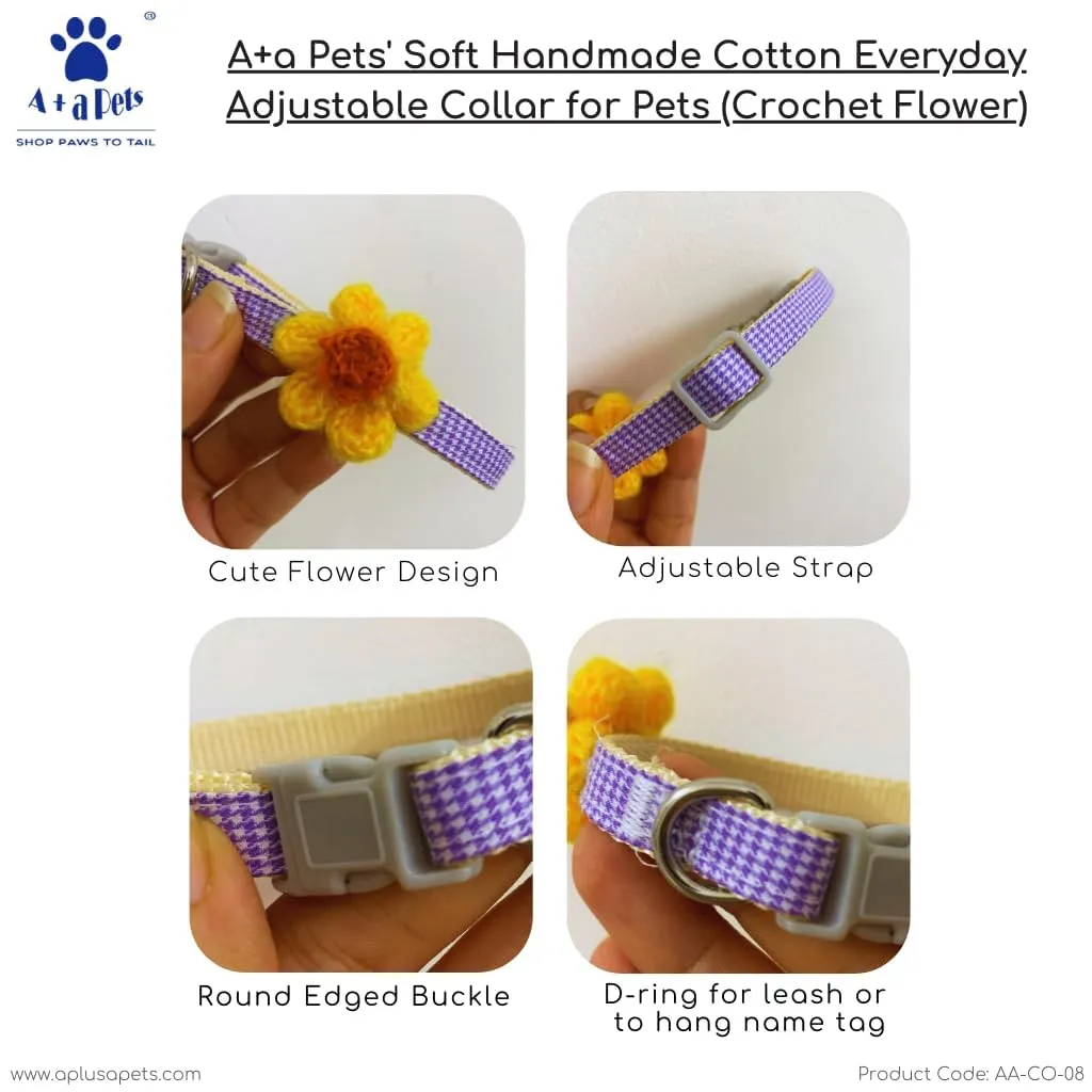 A a Pets' Soft Handmade Everyday Adjustable Cat Collar-4(Set of 4)