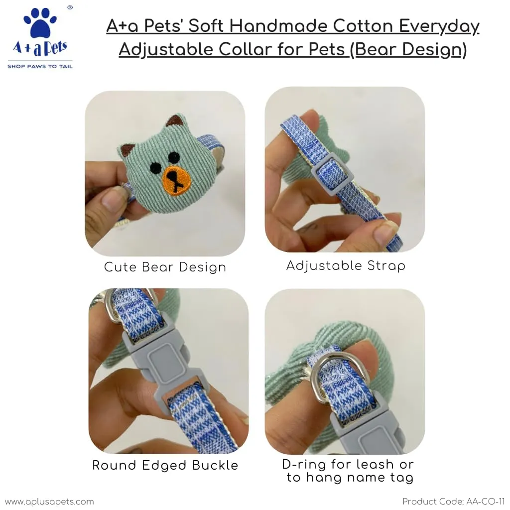 A a Pets' Soft Handmade Everyday Adjustable Cat Collar-4(Set of 4)