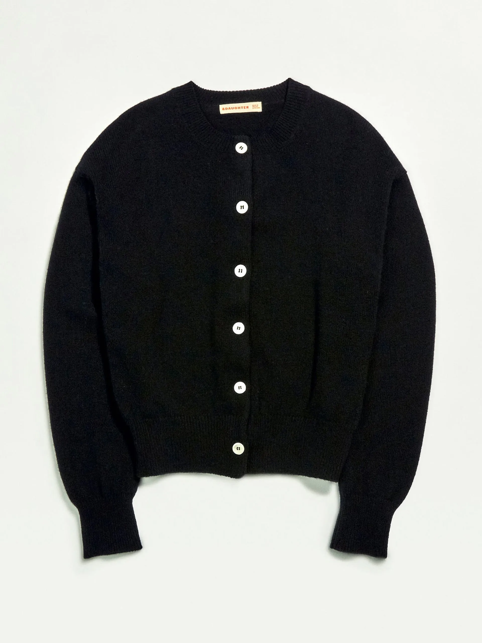 Ada Geelong crewneck cardigan in black
