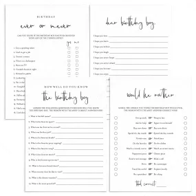 Adult Men Birthday Party Games Bundle Printable