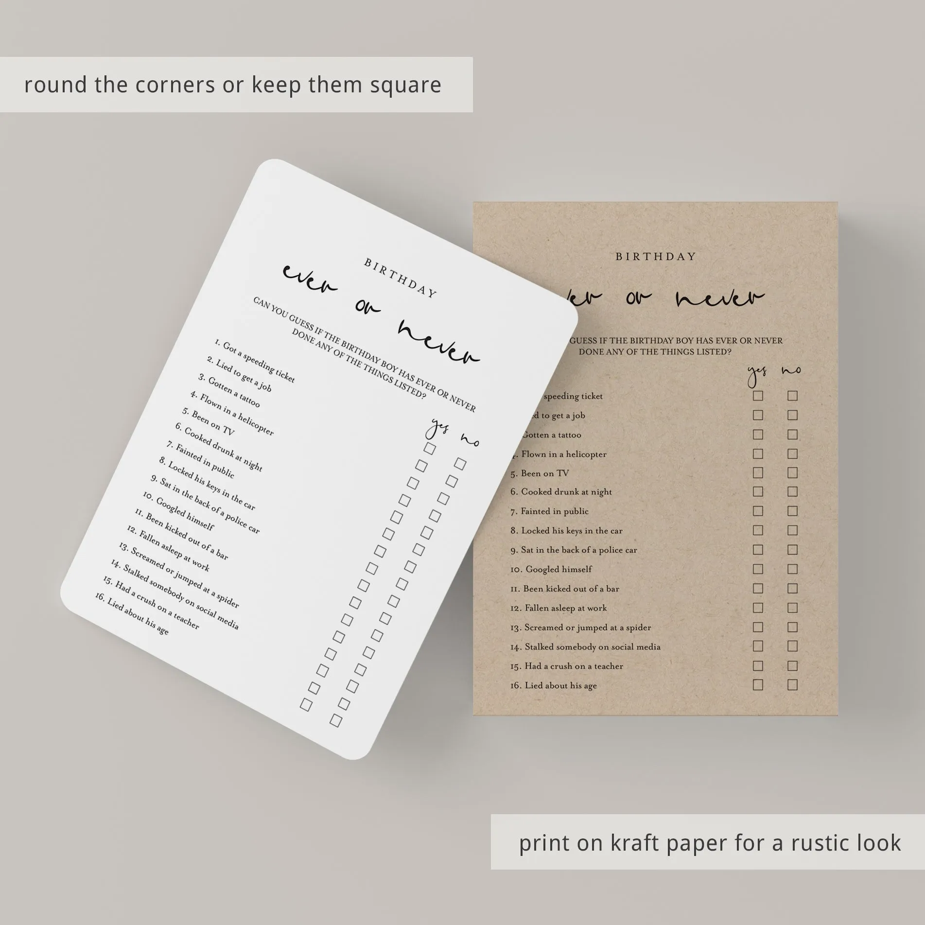 Adult Men Birthday Party Games Bundle Printable