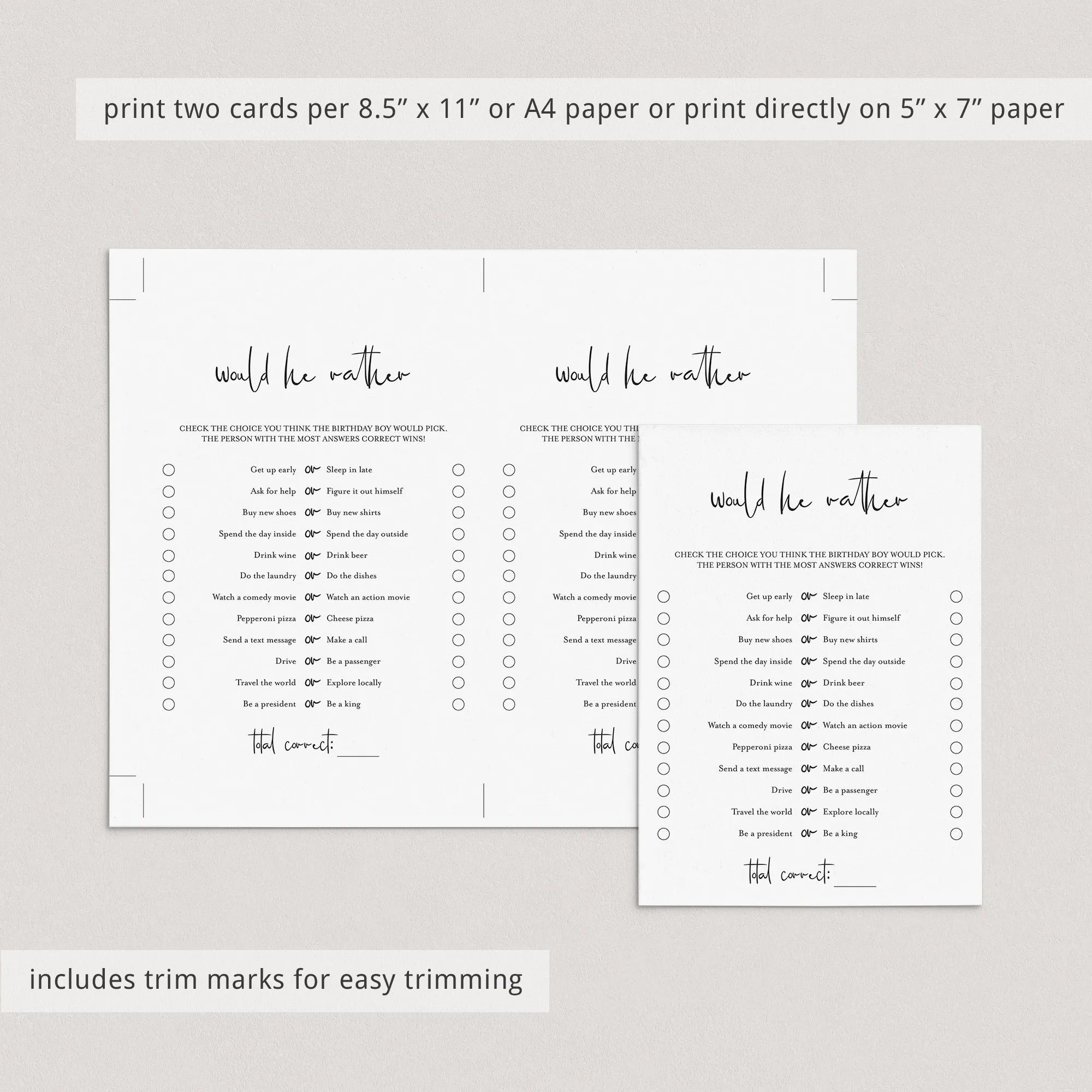 Adult Men Birthday Party Games Bundle Printable