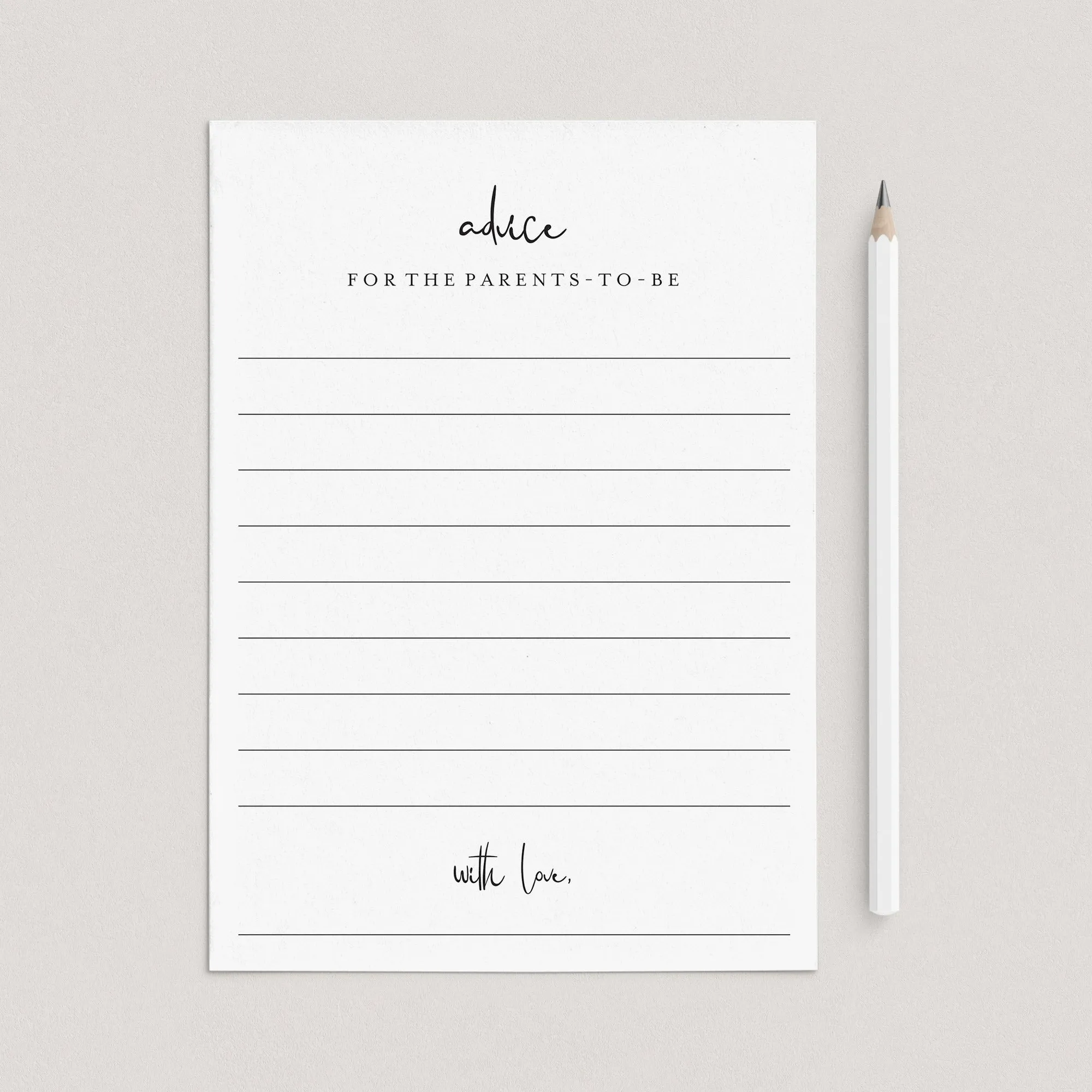 Advice For Parents To Be Cards Printable Modern Minimalist