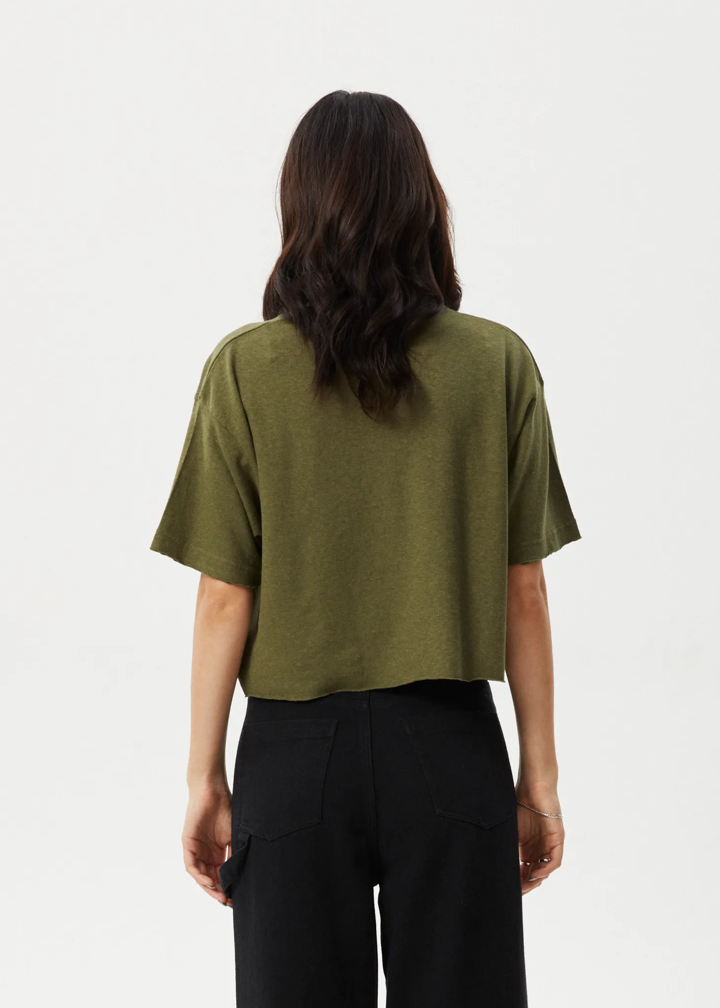 AFENDS Womens Slay Cropped - Oversized Tee - Military