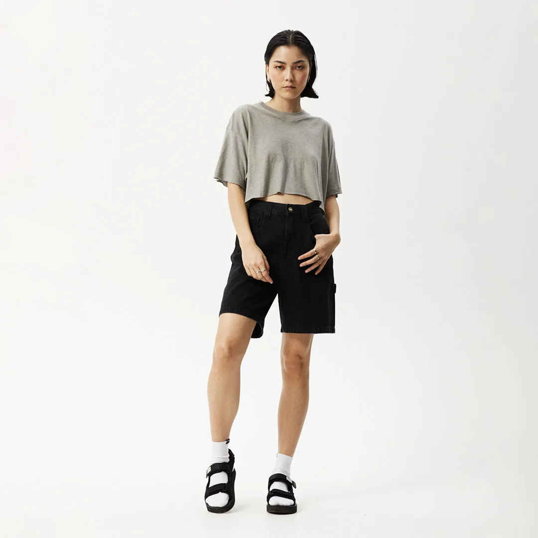 AFENDS Womens Slay Cropped - Oversized Tee - Olive