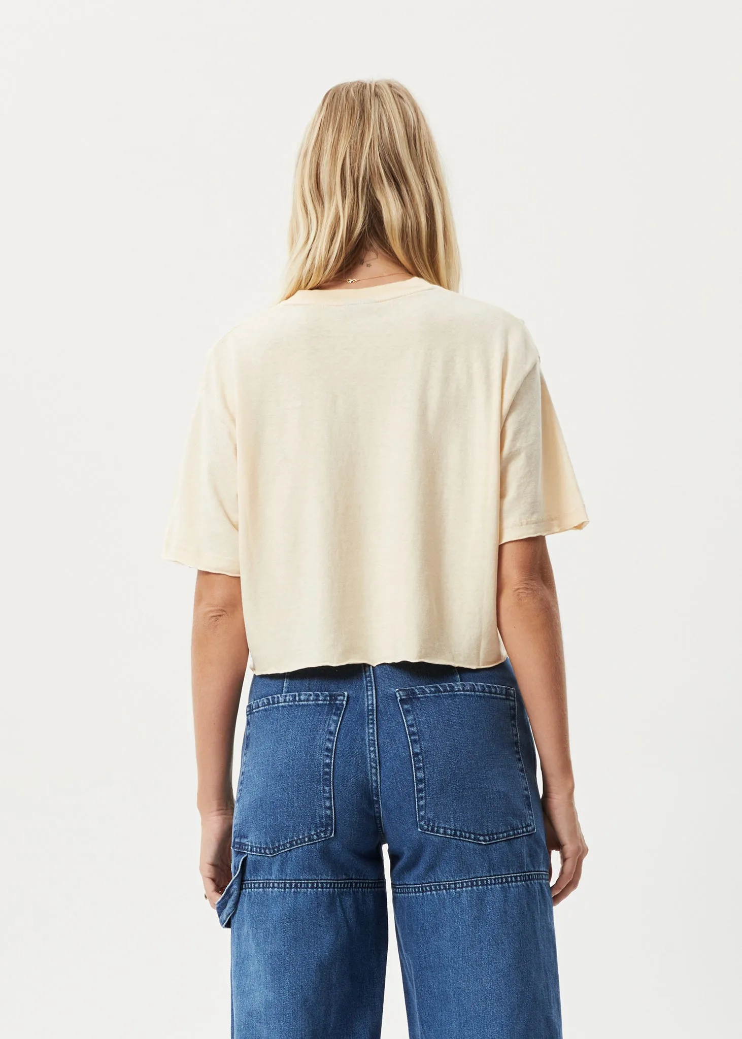 AFENDS Womens Slay Cropped - Oversized Tee - Sand