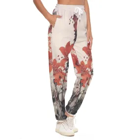 All-Over Print Women's Casual Pants 237 reddish, orange, flower, print
