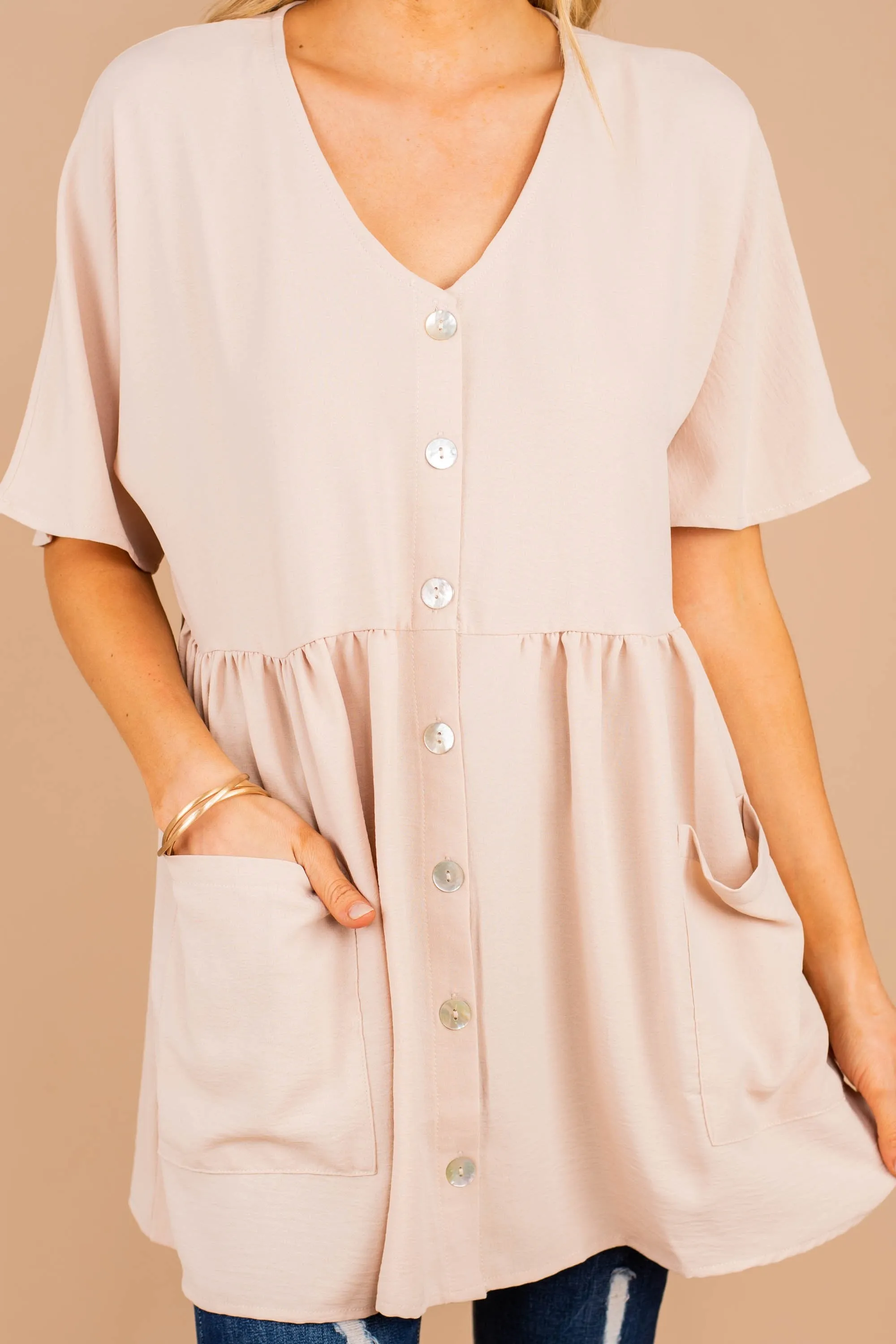 All The Time In The World Oatmeal Brown Tunic
