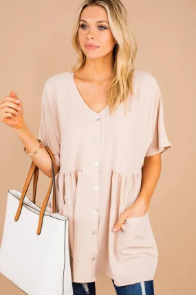 All The Time In The World Oatmeal Brown Tunic