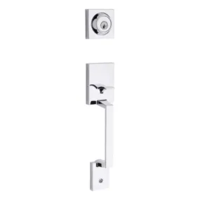 Amador Exterior Trim Handle Set in Polished Chrome - 6 Way Adjustable Latch