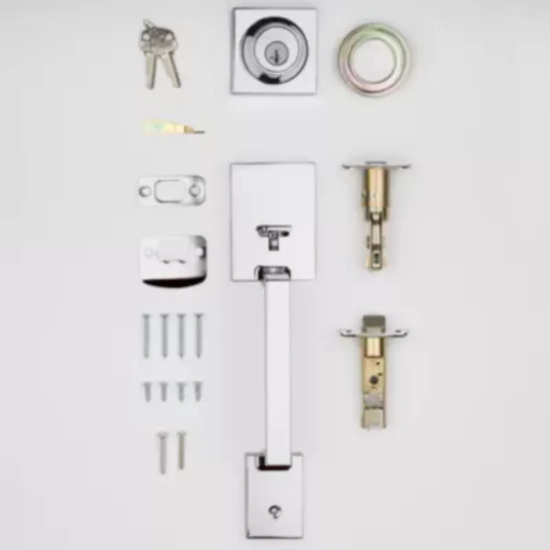 Amador Exterior Trim Handle Set in Polished Chrome - 6 Way Adjustable Latch