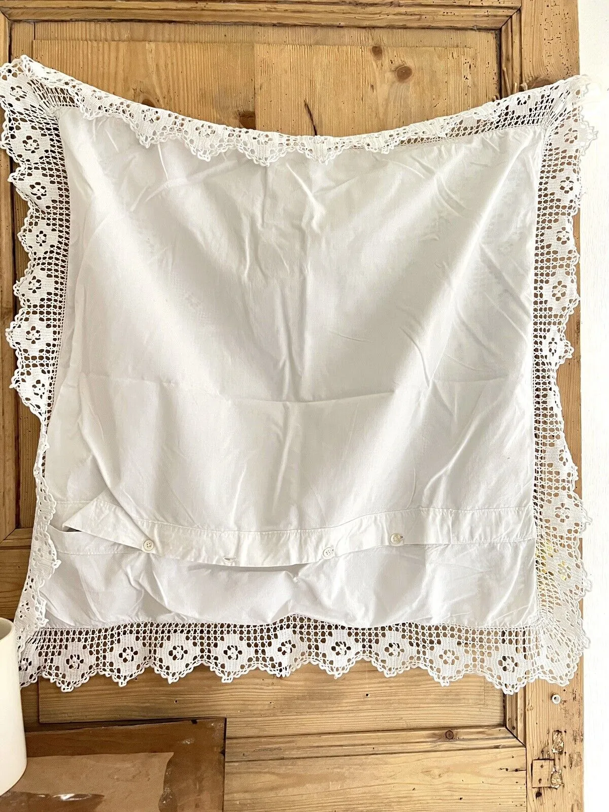 Antique French EMBROIDERED PAIR linen PILLOW SHAM FILET LACE LB mono c1900