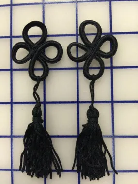 Applique - 9840 Black Frog Pairs w/Tassels Close-Out