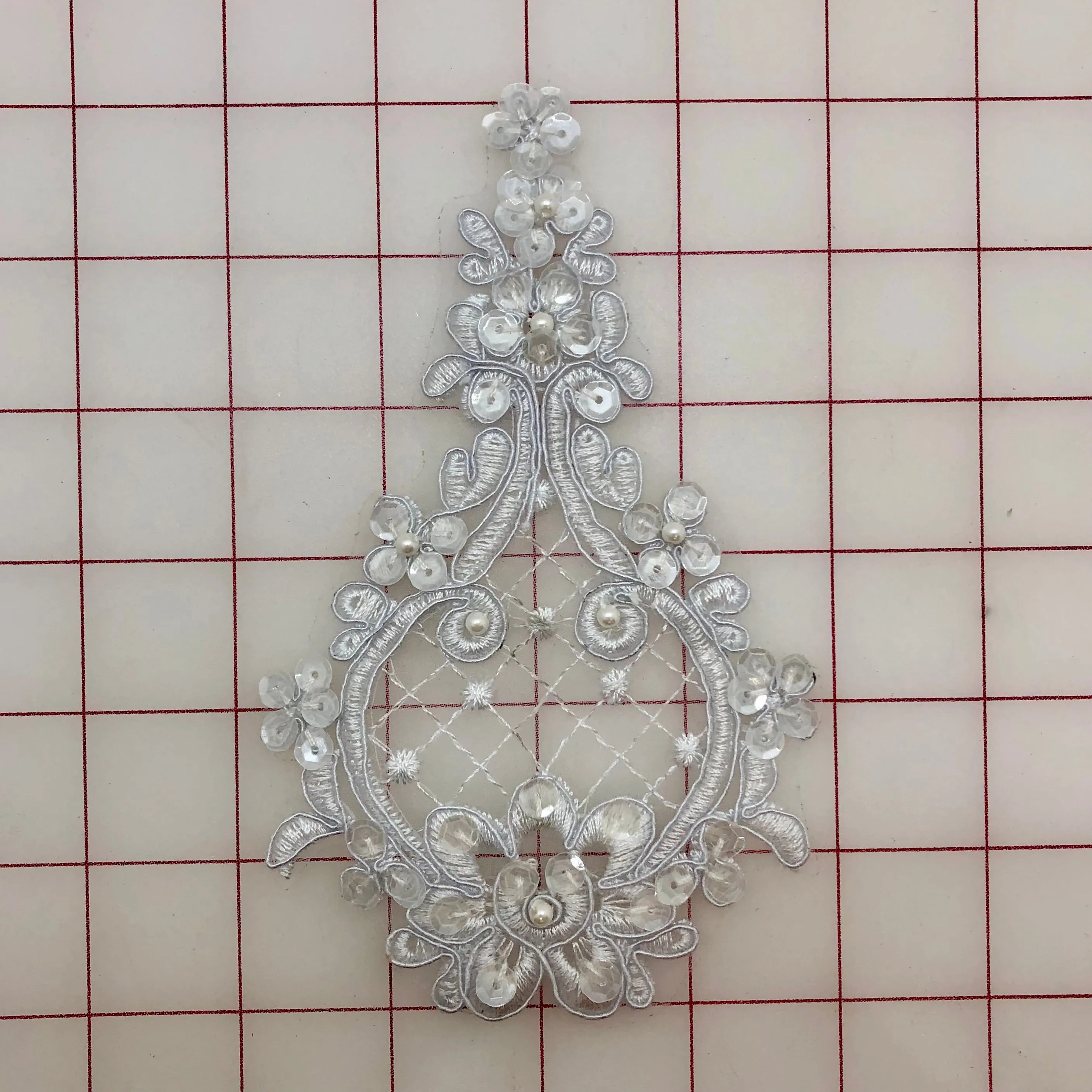 Applique - Beaded and Sequined Lace White Dyeable!