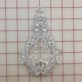 Applique - Beaded and Sequined Lace White Dyeable!
