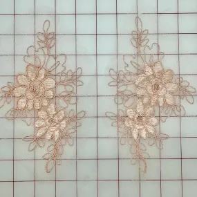 Applique - Embroidered Custom-Dyed European Peachy-Pink Pairs Special Purchase!