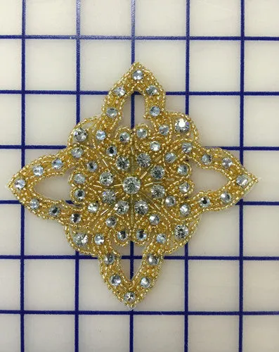 Applique - Gold/Crystal Rhinestone Close-Out