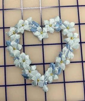 Applique - Hearts and Flowers Iron-On Blue Close-Out