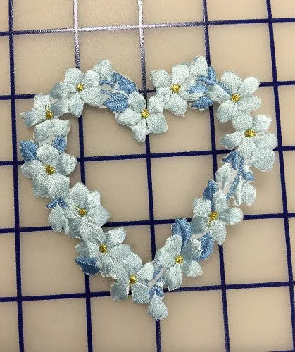 Applique - Hearts and Flowers Iron-On Blue Close-Out