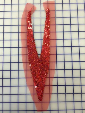Applique - Red Sequined V-Shaped Close-Out