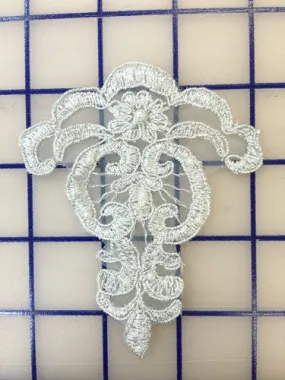 Applique - Silver Embroidered with Pearls