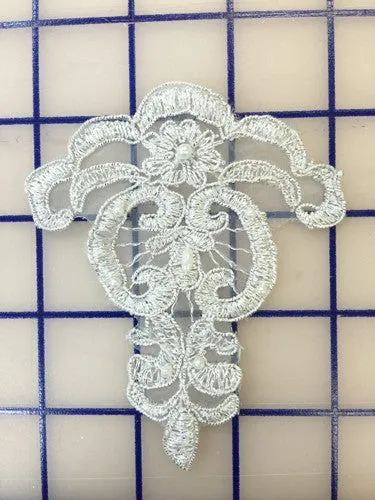 Applique - Silver Embroidered with Pearls