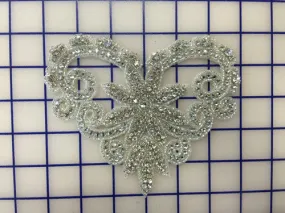 Applique - Silver Heart-Shaped Crystal Motif Close-Out
