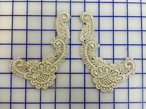 Applique - Venise Lace Applique Pairs Gold Metallic