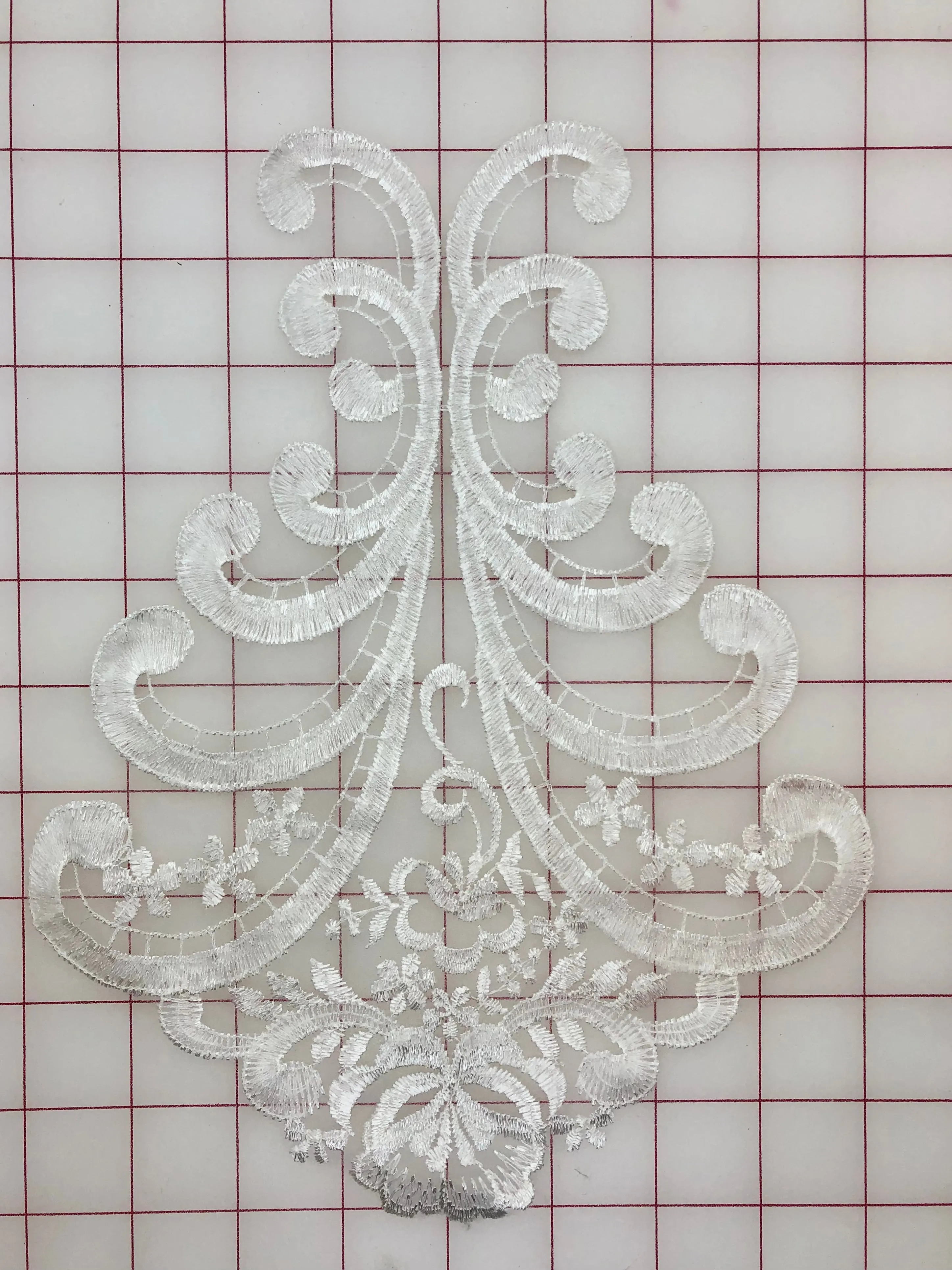 Applique - White Embroidered on Organza - Dyes Beautifully!