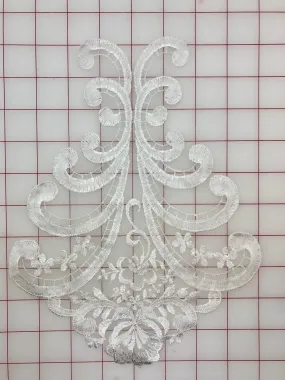 Applique - White Embroidered on Organza - Dyes Beautifully!