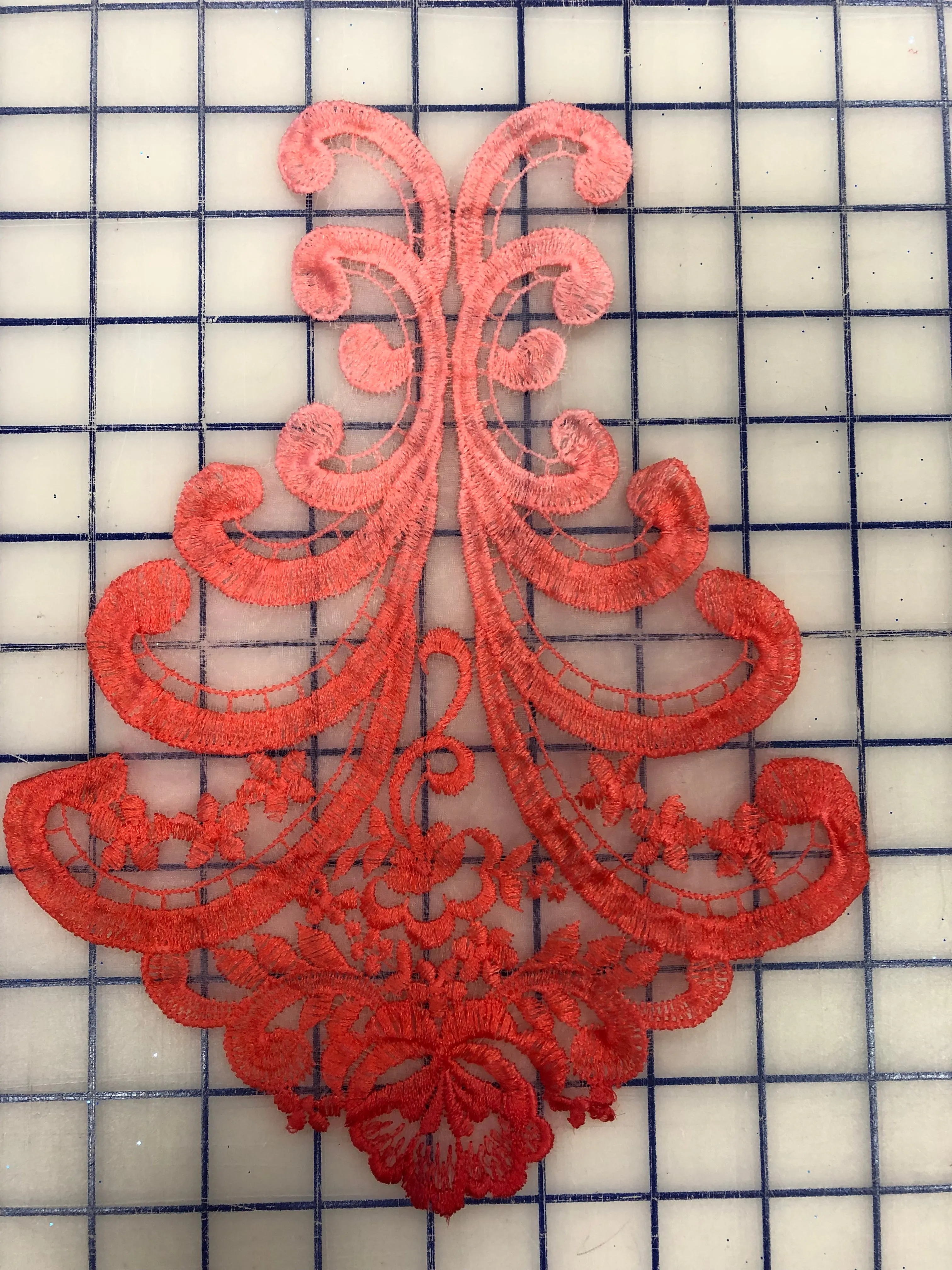 Applique - White Embroidered on Organza - Dyes Beautifully!