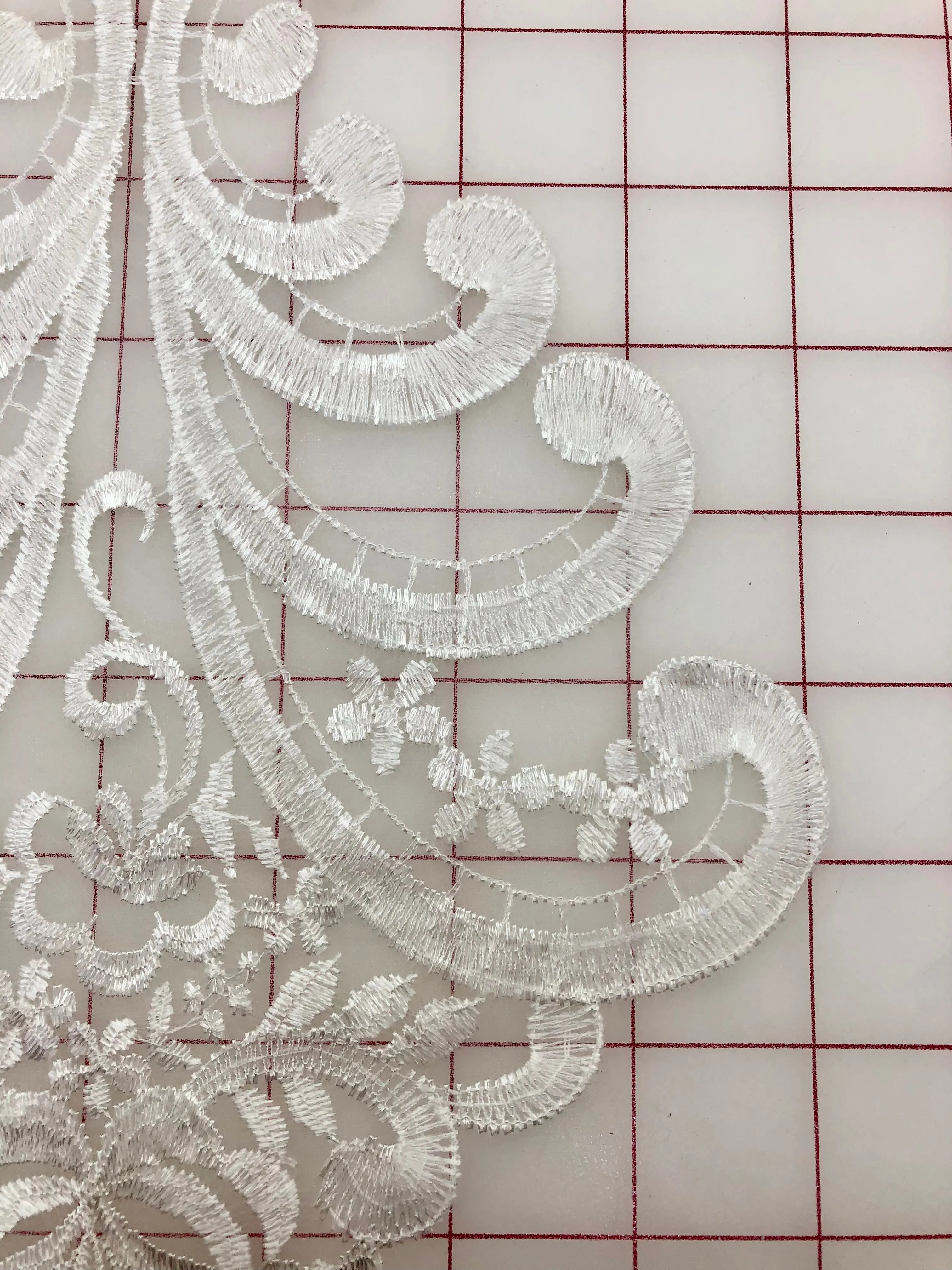 Applique - White Embroidered on Organza - Dyes Beautifully!
