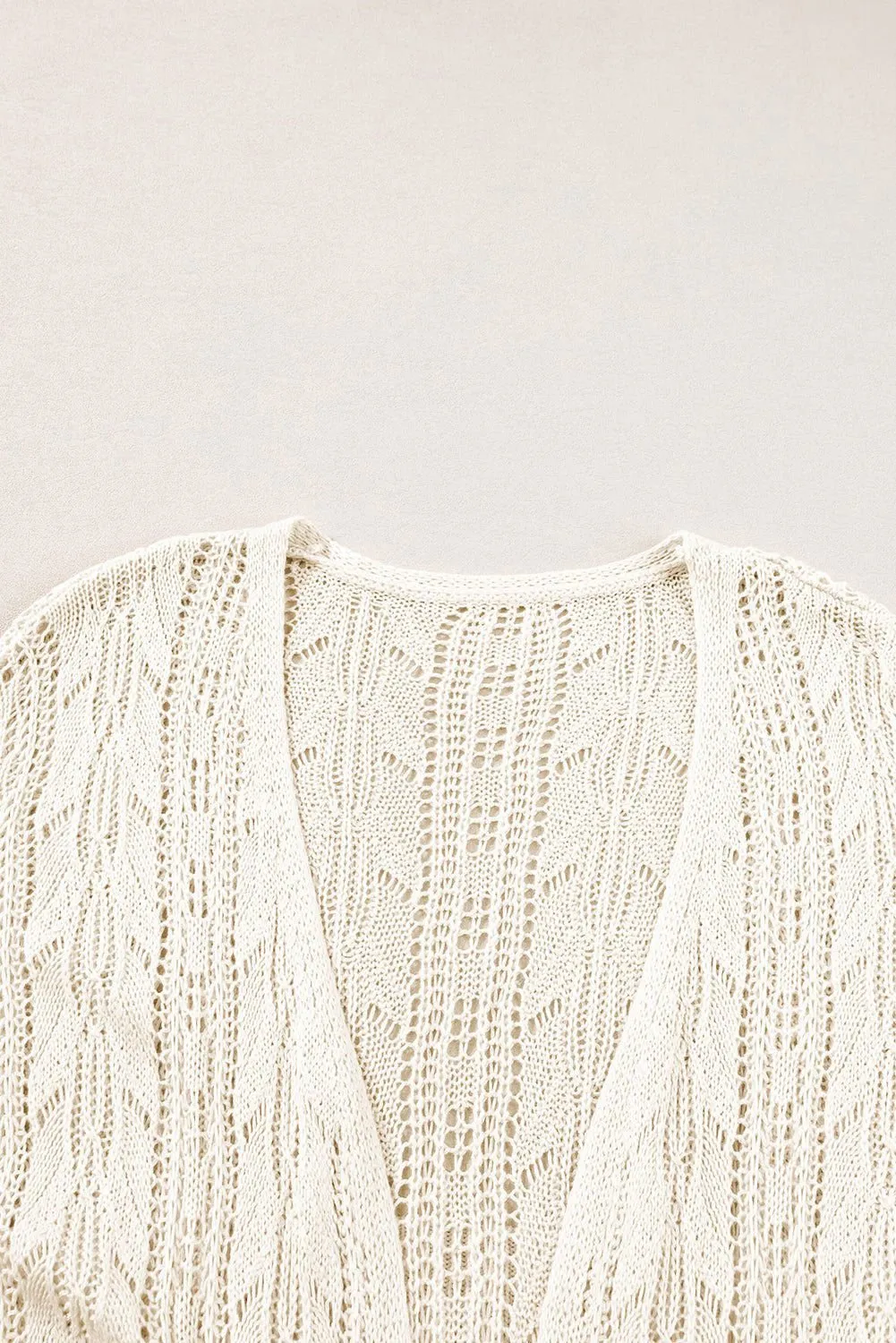 Apricot Vacation Hollowed Knit Short Sleeve Cardigan