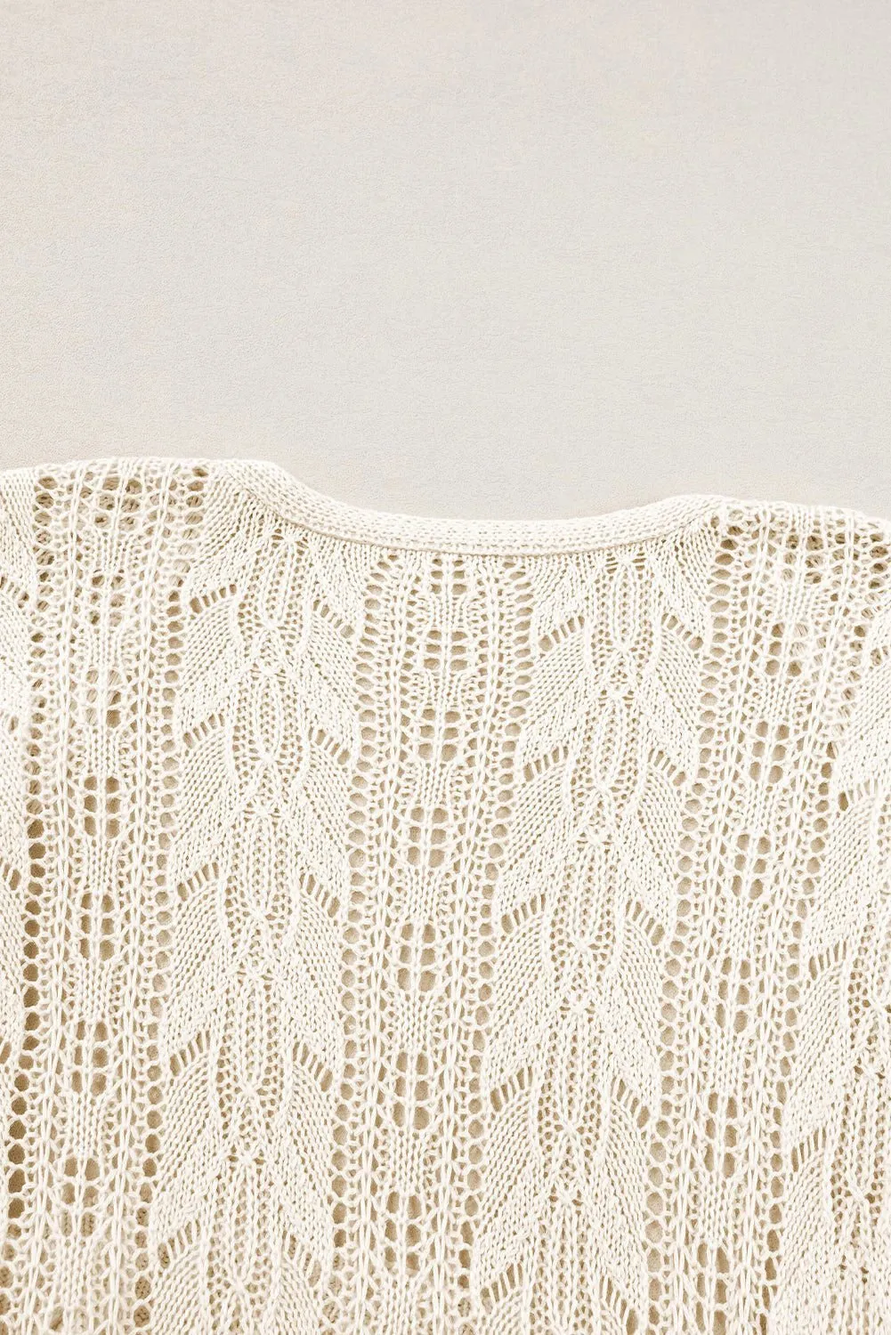 Apricot Vacation Hollowed Knit Short Sleeve Cardigan