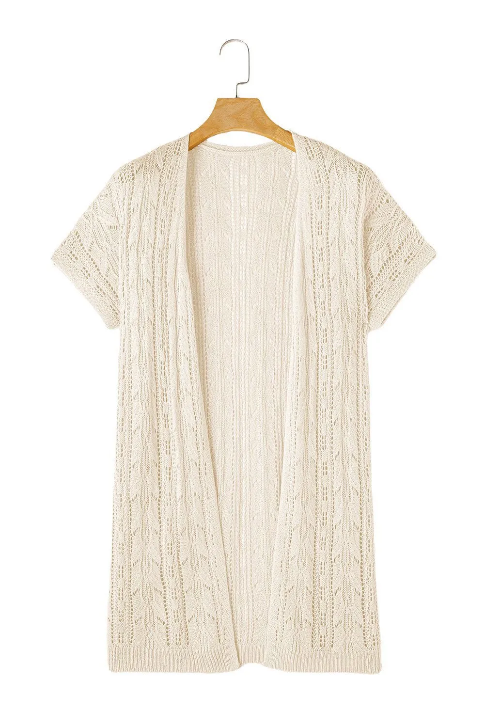 Apricot Vacation Hollowed Knit Short Sleeve Cardigan