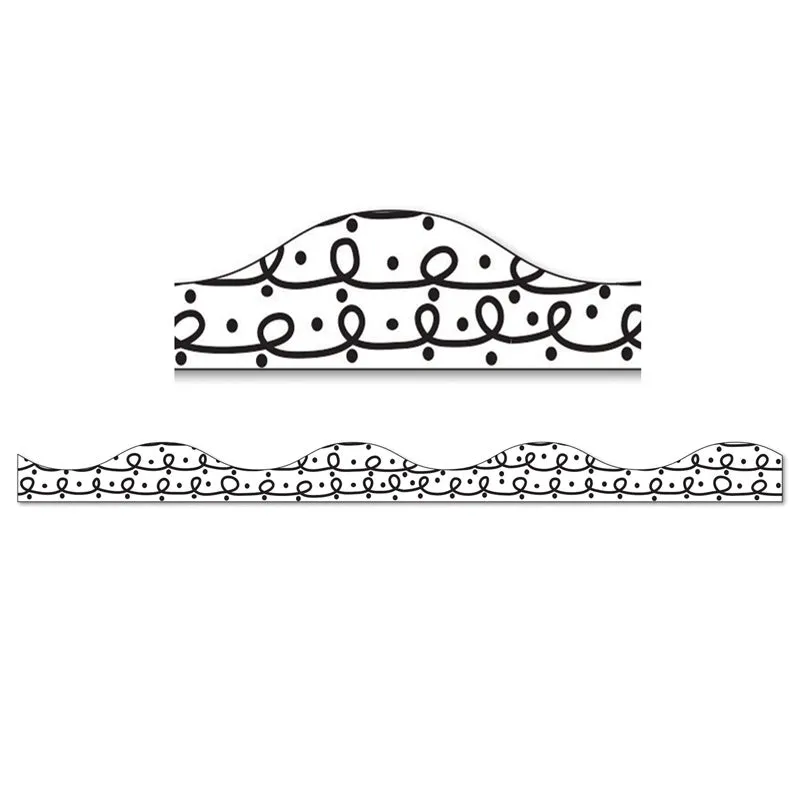 Ashley Magnetic Border Black Loops w/ Black Dots On White, 1" x 12" (11428)