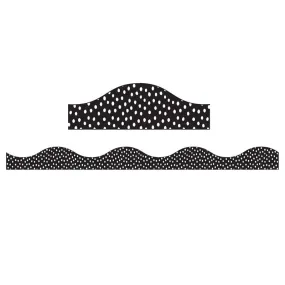Ashley Magnetic Border White Messy Dots On Black, 1" x 12" (ASH 11425)